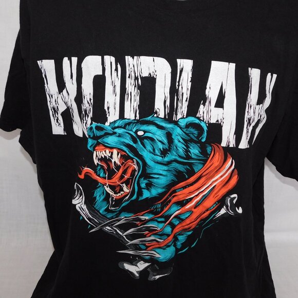 KODIAK Bear Mens 2XL Black Blue Red Graphic T Shirt - Picture 2 of 6